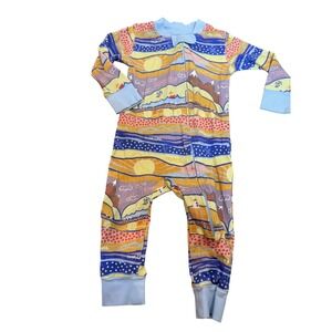 Piccolina One Piece‎ Sleeper Baby Girls 6-9 Months Multicolor Science Stars Zip
